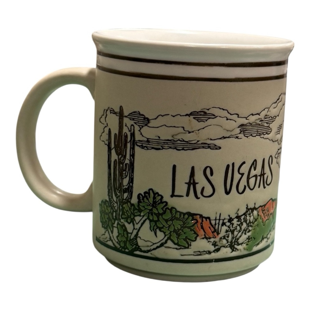Vintage Las Vegas Desert Scene Souvenir Mug – Stoneware Coffee Cup